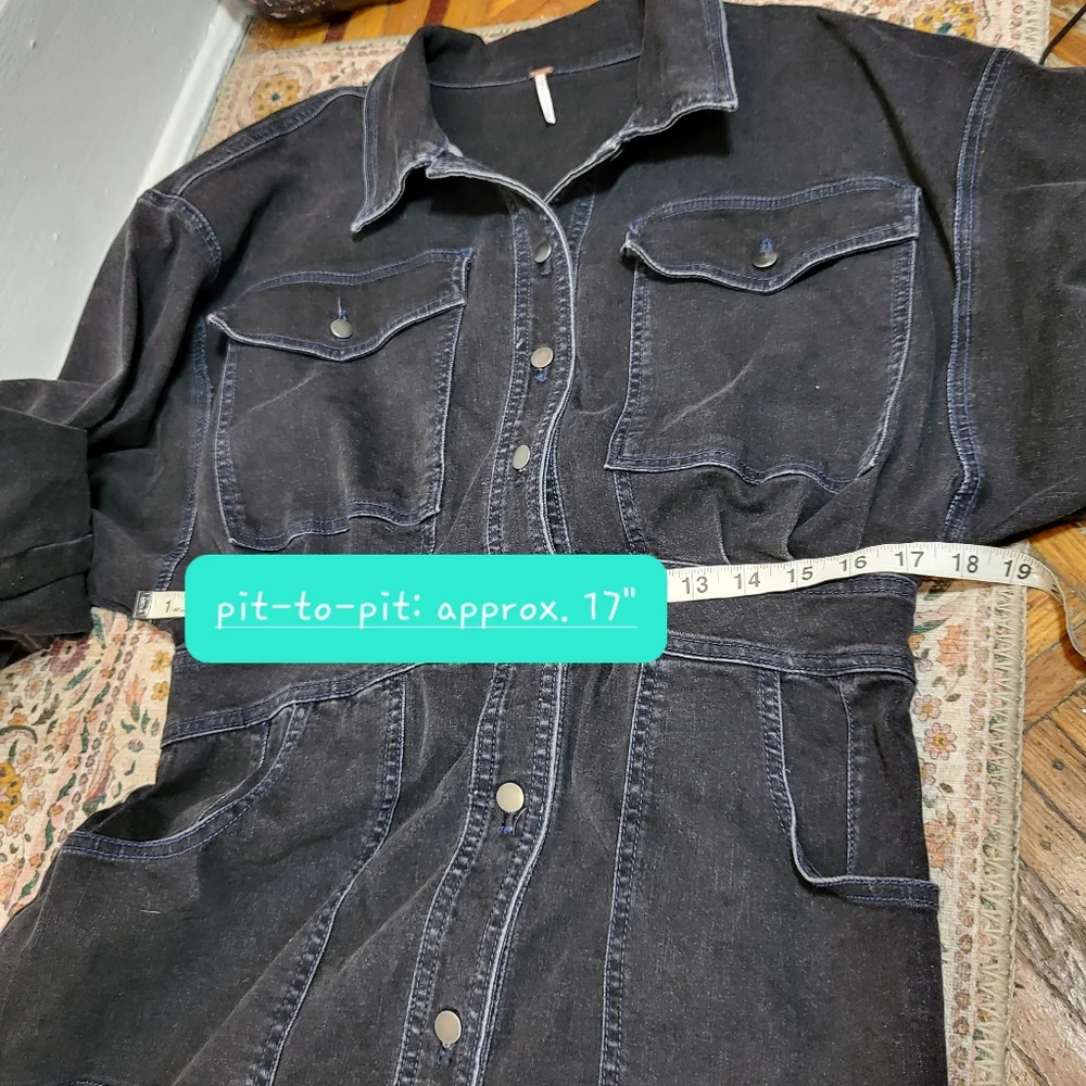 Free People Black Denim Mini Dress - Picture 7 of 11